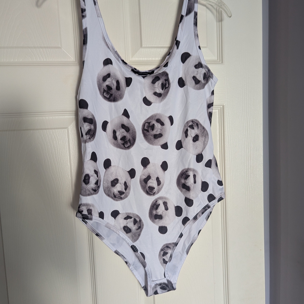 Panda Print Black and White Bodysuit